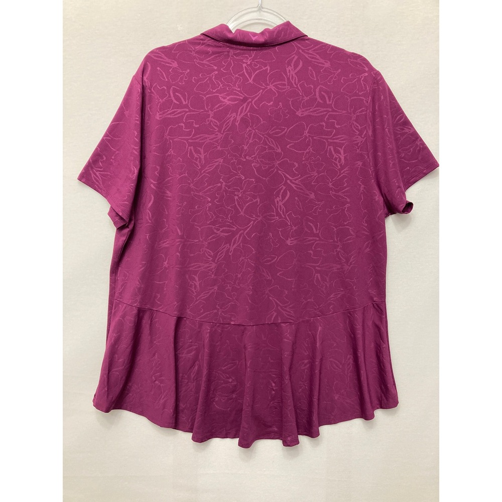 New Callaway Womens Golf Polo XXL Purple Floral Jacquard Peplum Hem Active - Picture 7 of 8